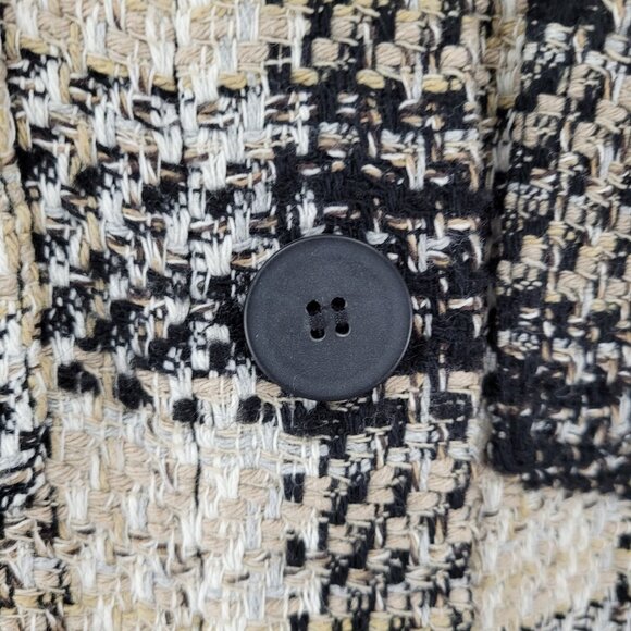 Zara Black Beige Check Buttoned Collared Unlined Shacket Jacket XS - Picture 9 of 11